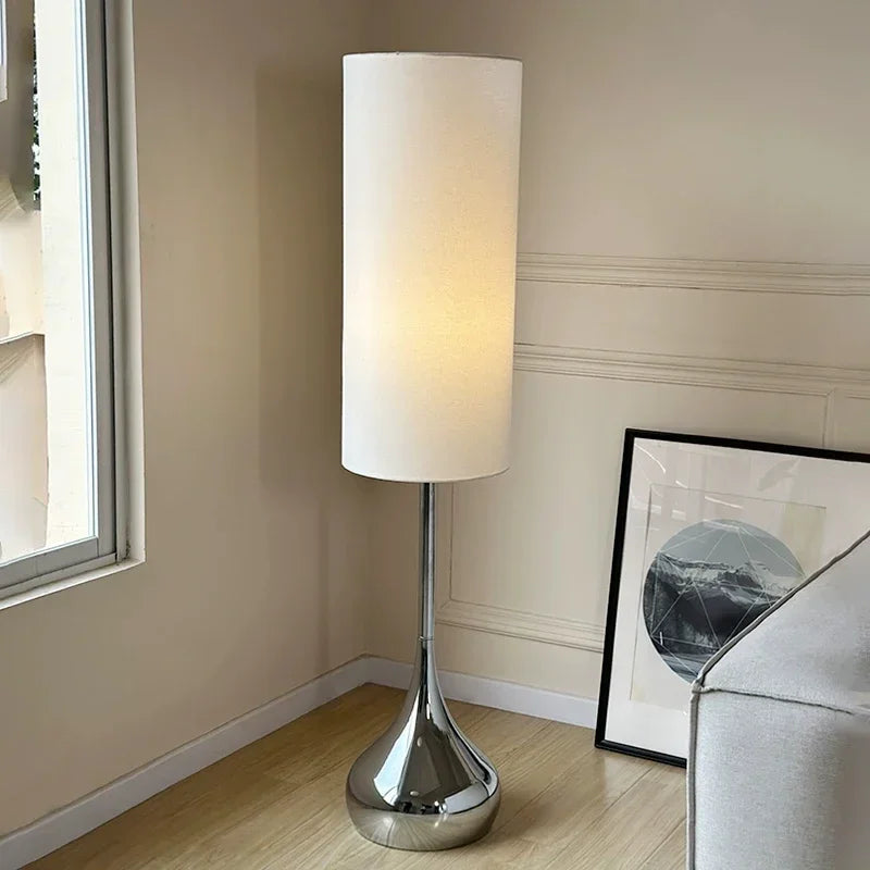 DecorBites™ Cream Fabric Shade LED Floor Lamp | Nordic Minimalist Style for Bedroom & Living Room