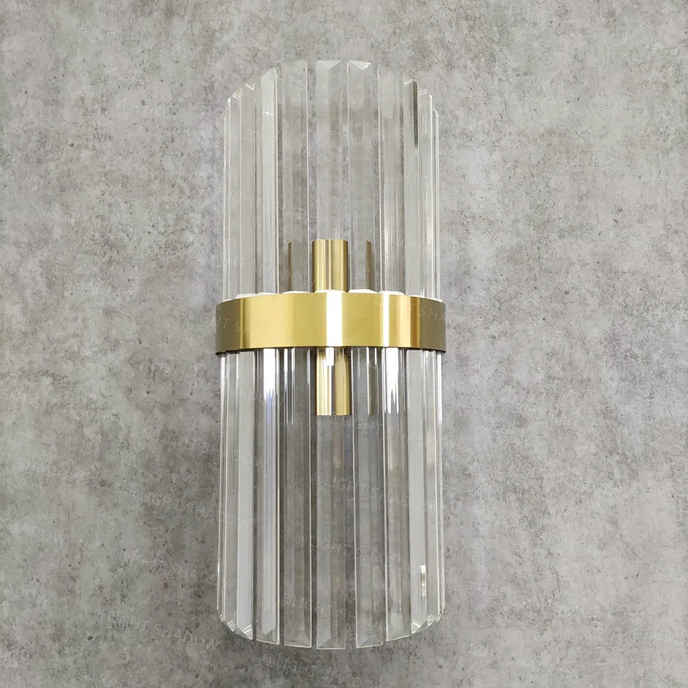 DecorBites™ Crystal Gold LED Wall Lamp for Modern Nordic Living, Bedroom, and Bedside Lighting