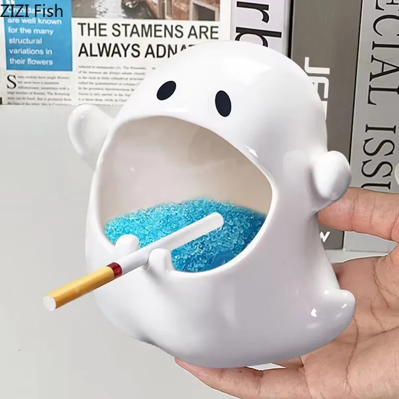 DecorBites™ Ghost Genie Halloween Dolls Porcelain Ashtray Cigar Ceramic Desk Decorations
