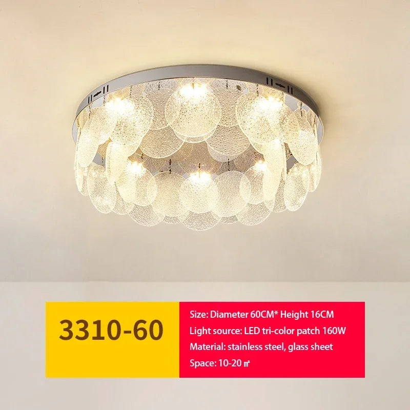 DecorBites™ ثريا زجاجية ومصباح سقف LED | فن معدني حديث | ديكور داخلي لغرفة المعيشة والمطبخ