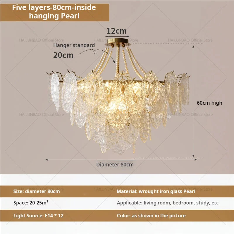 DecorBites™ Cream Crystal Chandelier: French Light Luxury for Living Room, Bedroom, Dining Room