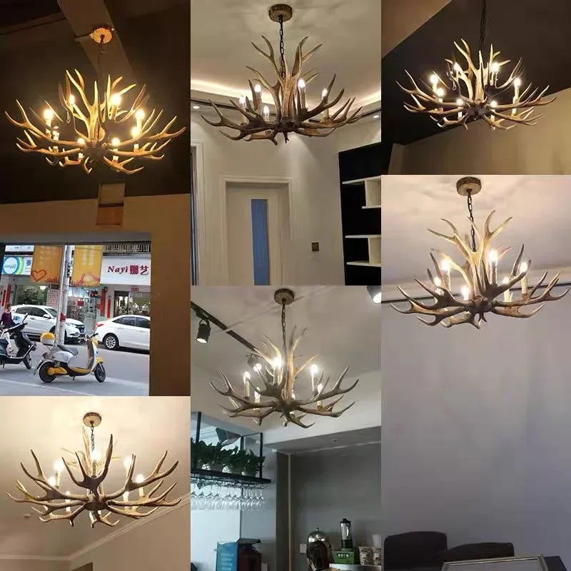 DecorBites™ Antler Pendant Chandelier for Home and Bar Decor - Industrial Deer Horn Fixture
