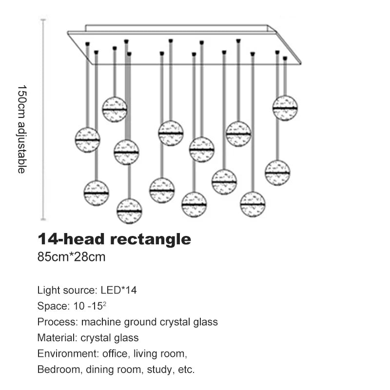 DecorBites™ Crystal Ceiling Chandelier for Staircase & Hallway, Elegant Long Cable Pendant Light