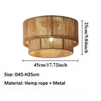 Japanese Wicker Rope Pendant Light in Brown, 45Cm