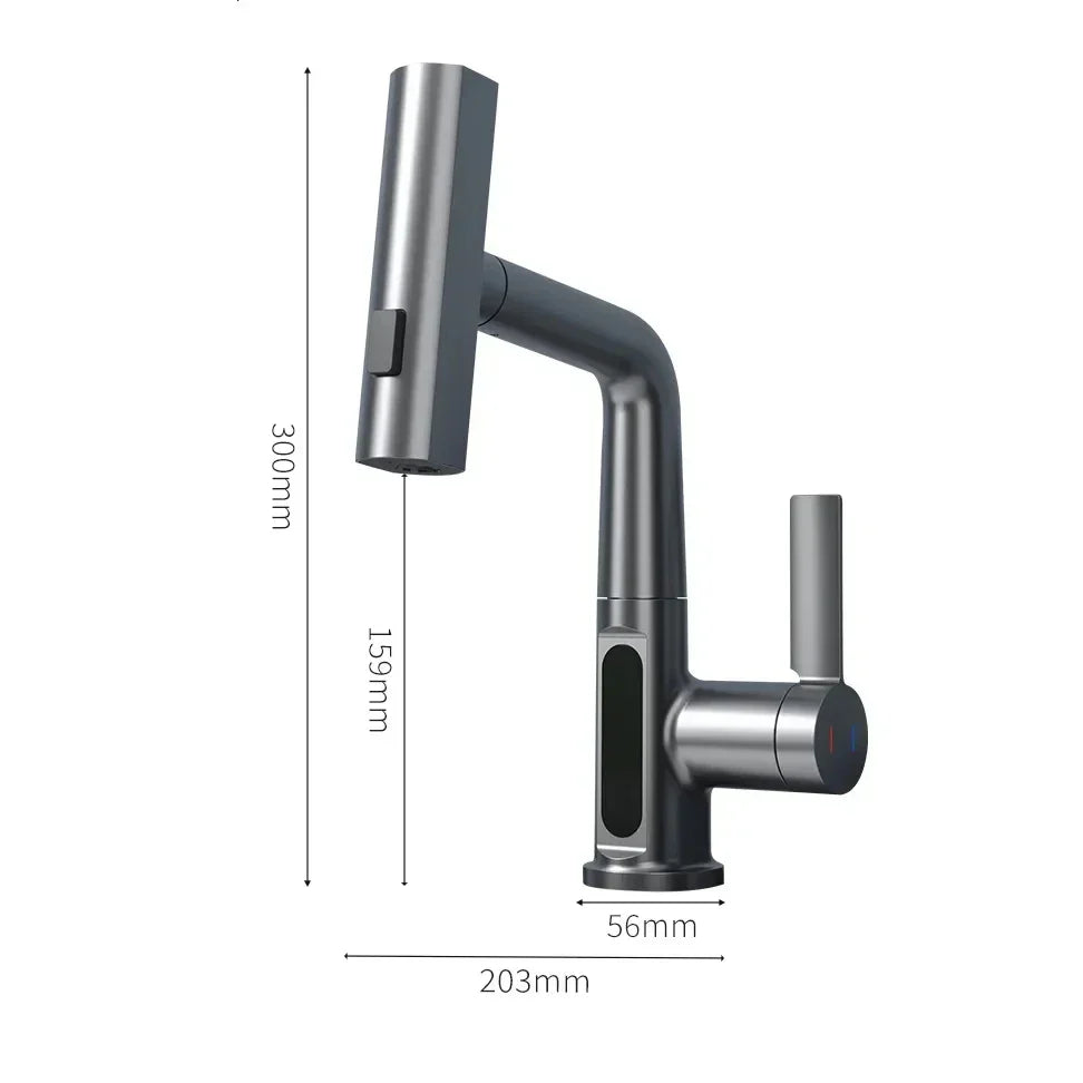 DecorBites™ Digital Display Brass Basin Faucet, Hot Cold Mixer, White Single Lever