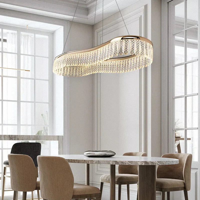 DecorBites™ ثريا كريستال ذهبية فاخرة مستديرة متدلية، إضاءة لامباراس للديكور الفني