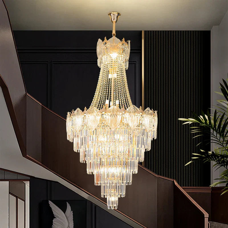 DecorBites™ Elegant Crystal Duplex Chandelier for Livingroom, Hotel, and Villa