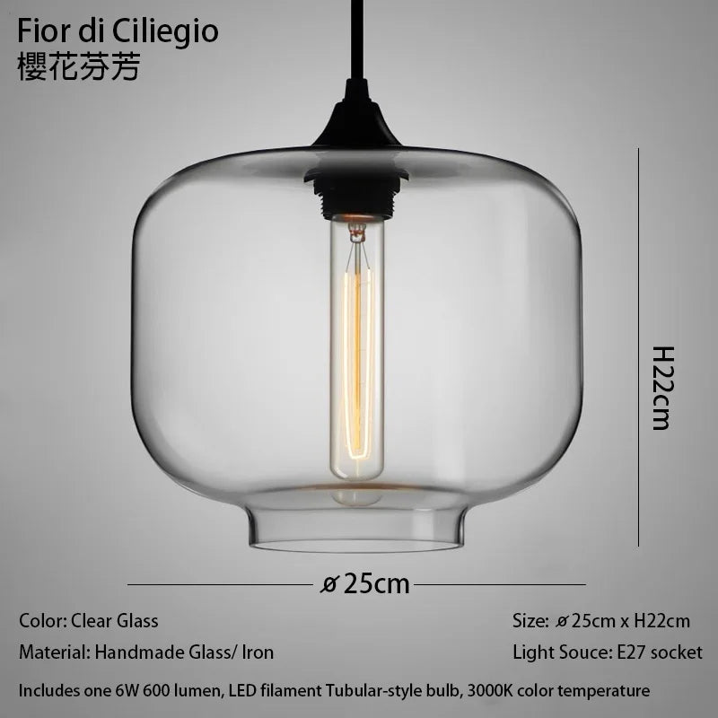 Handmade Glass Nordic Pendant Light With Chrome Finish
