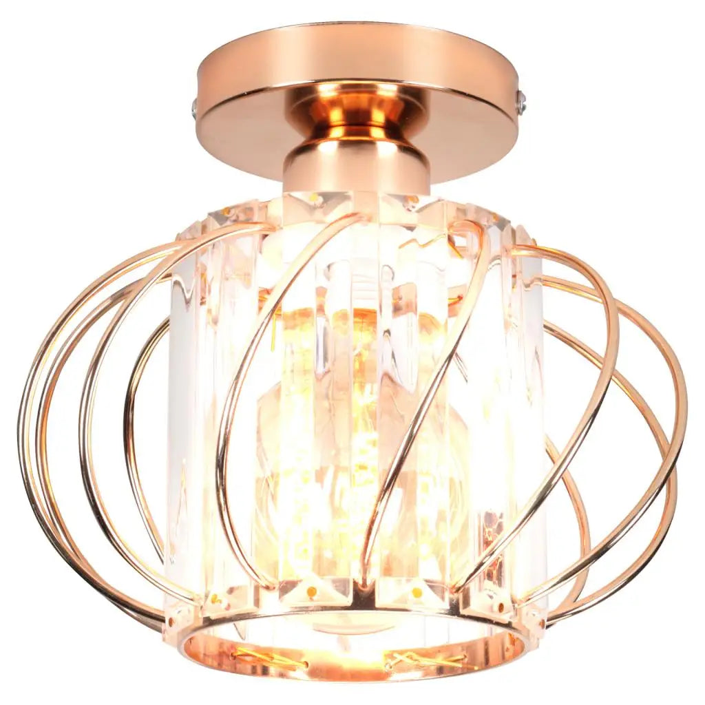 DecorBites™ Gold Iron Cage Ceiling Light مصباح سقف قفص حديدي ذهبي للديكور الاسكندنافي الحديث بتصميم عتيق E27