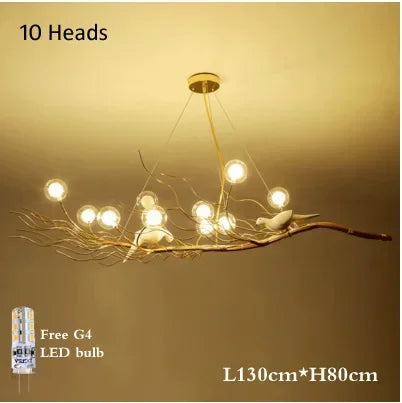 DecorBites™ ثريا LED متدلية بفرع حديدي: مصباح إضاءة غرفة الطعام الاسكندنافي