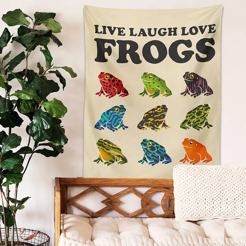 DecorBites™ Frogs Tapestry Wall Hanging Psychedelic Hippie Aesthetic Tapestries Home Decor