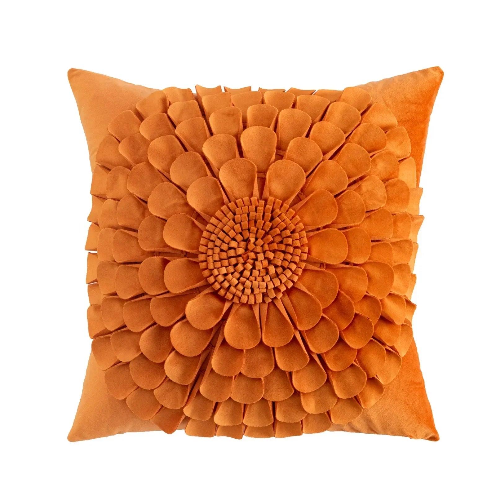 DecorBites™ 3D Velvet Flower Pillow Covers in Yellow Beige 45x45cm