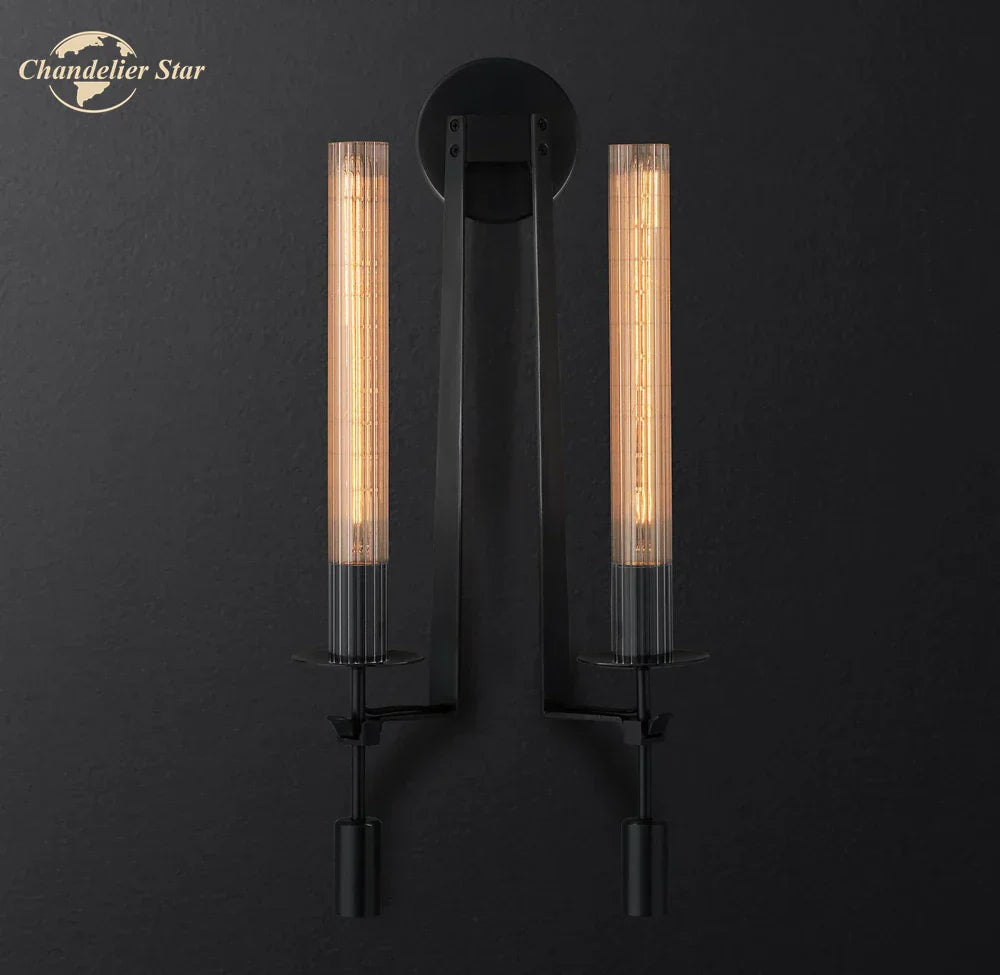 DecorBites™ Glass Double Sconce LED Wall Light Retro Fixture Lighting