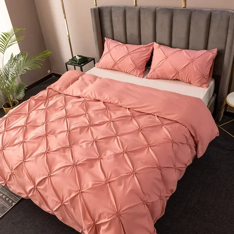 DecorBites™ 3D Pinch Pleated Duvet Cover Set - Queen, King Size Bedding Set of Quilt Cover & Pillow Case