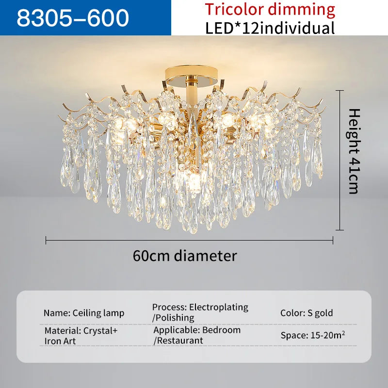DecorBites™ Elegant Crystal Chandelier for Living Room, Dining Room, Bedroom, Villa Hall