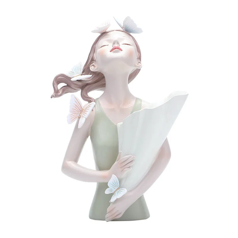 DecorBites™ Decorative Butterfly Girl Sculptures Resin Flower Vase Ornaments