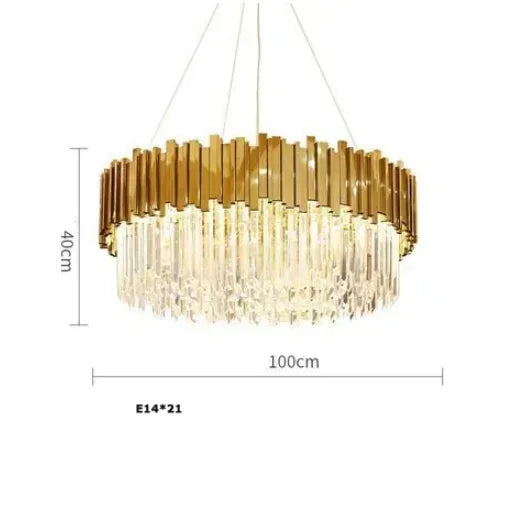 مصباح سقف كريستالي ذهبي DecorBites™ لغرفة المعيشة وغرفة الطعام العصرية