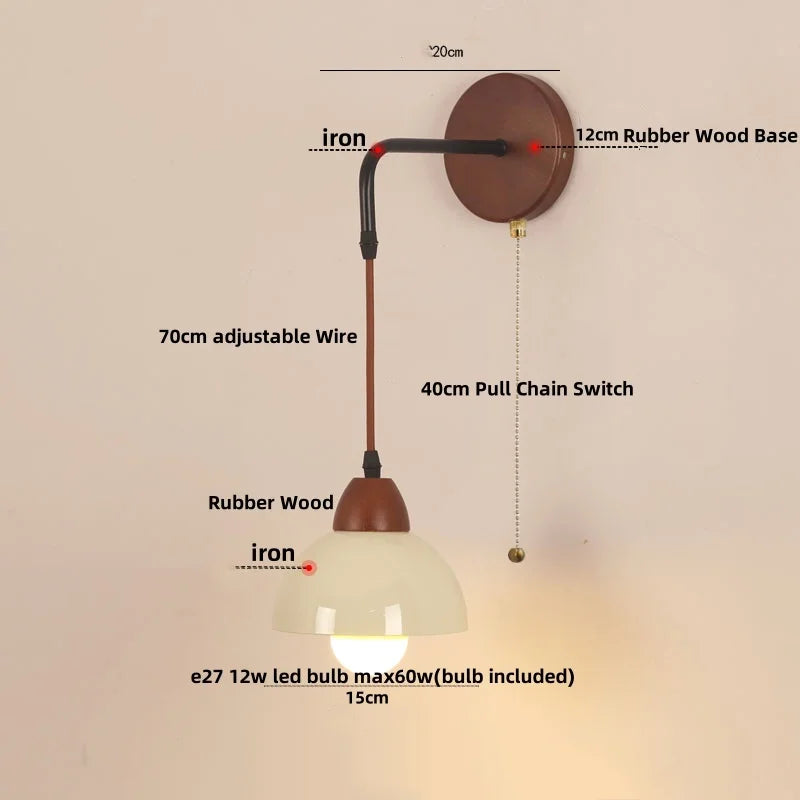DecorBites™ Adjustable LED Wall Light Fixture with Ceramic Wood Base for Home Decor