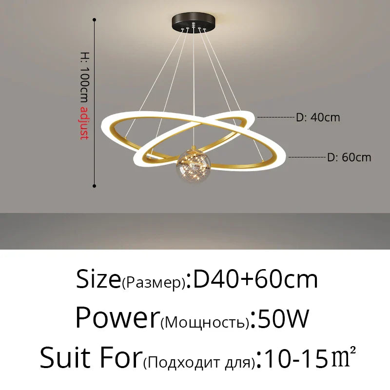DecorBites™ Circle Ring Pendant Light Chandelier Modern Living Room Bedroom Lamps Ceiling Luminaire