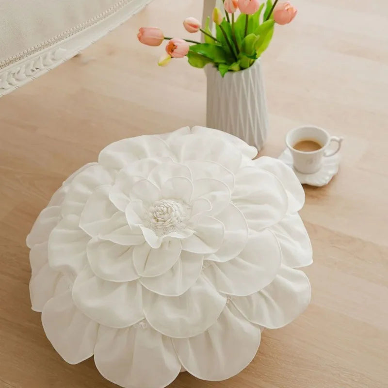 DecorBites™ 3D Flowers Pillows - White Petal Cushions for Home Decor in 50x50cm Size