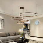 Minimalist Brushed Ring Pendant Light in Gold and Black