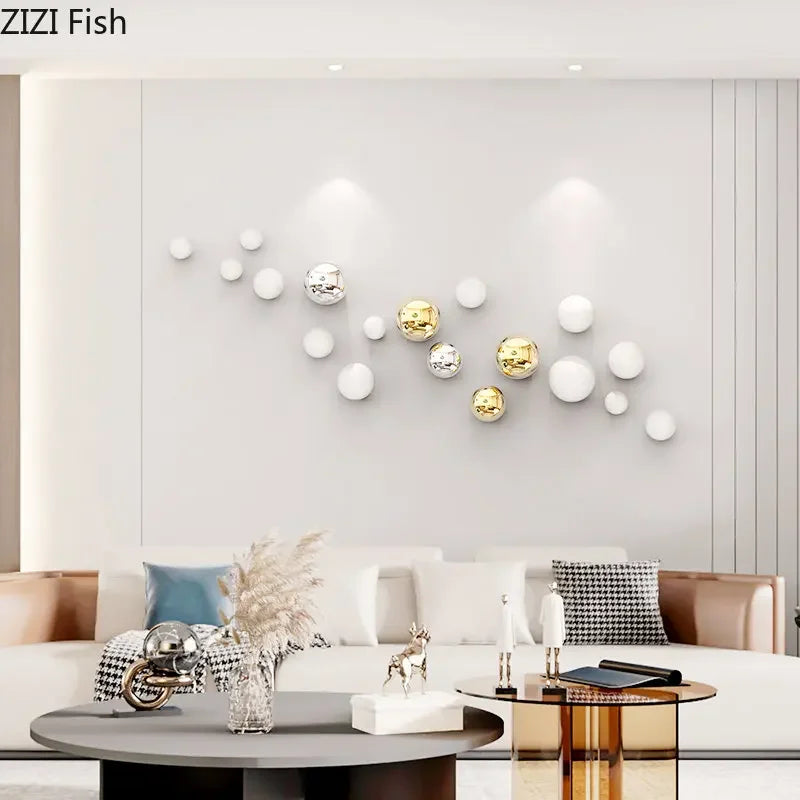 ديكورات جدارية كروية ذهبية DecorBites™ لجماليات الغرفة وعرض خلفية المعيشة