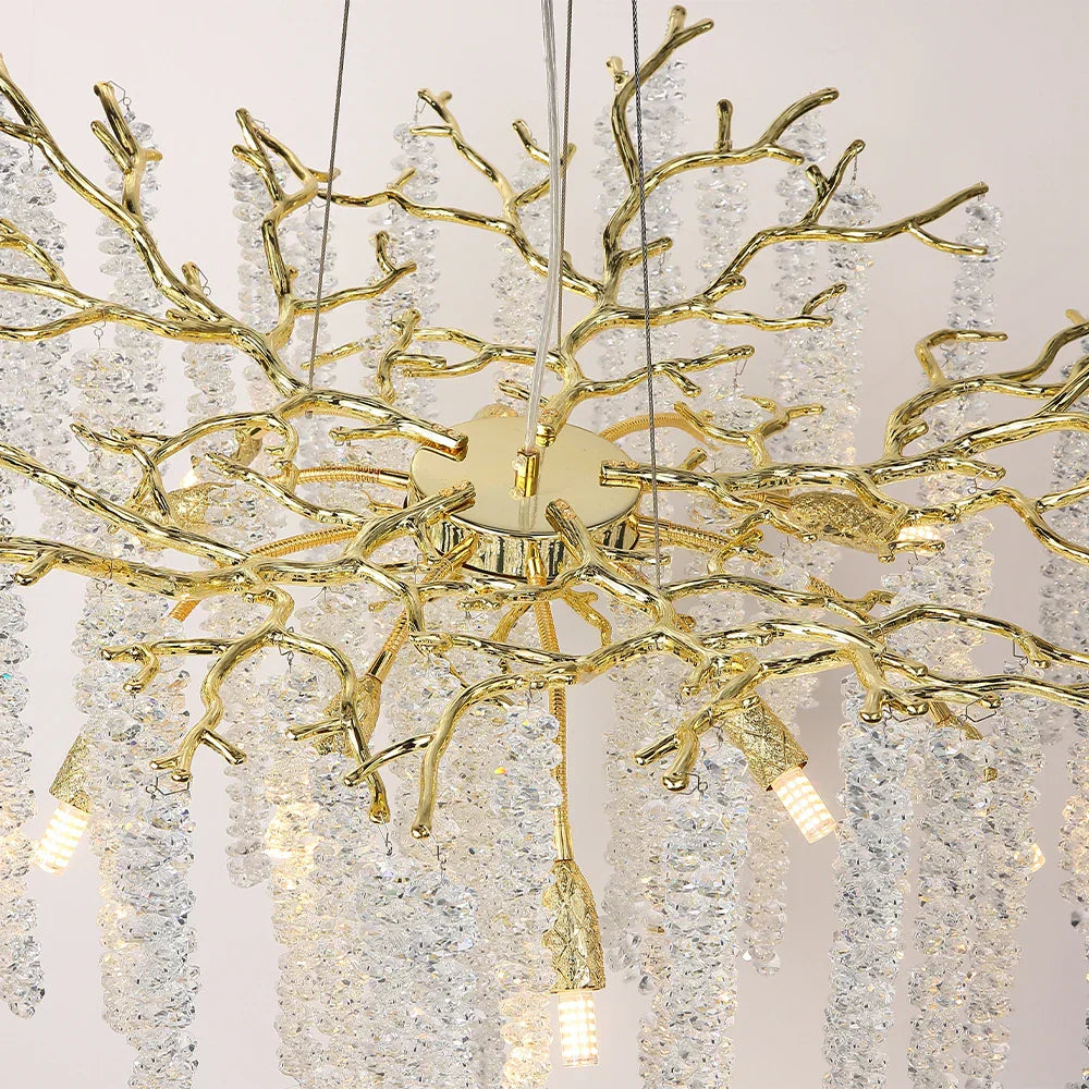 DecorBites™ Crystal Metal Chandelier: Elegant Luxury Hanging Lamp for Home Hotel Decor