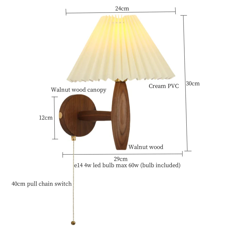 DecorBites™ Cream PVC LED Wall Lamps Japanese Walnut Wood Applique Murale