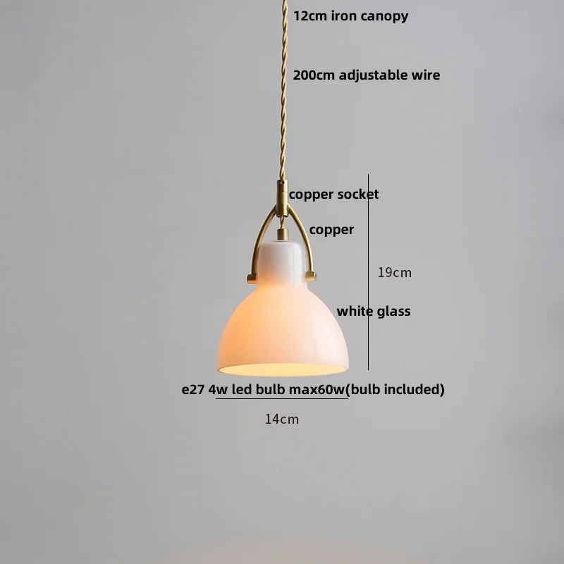 DecorBites™ Copper White Glass LED Pendant Lamp for Modern Living Room Decor