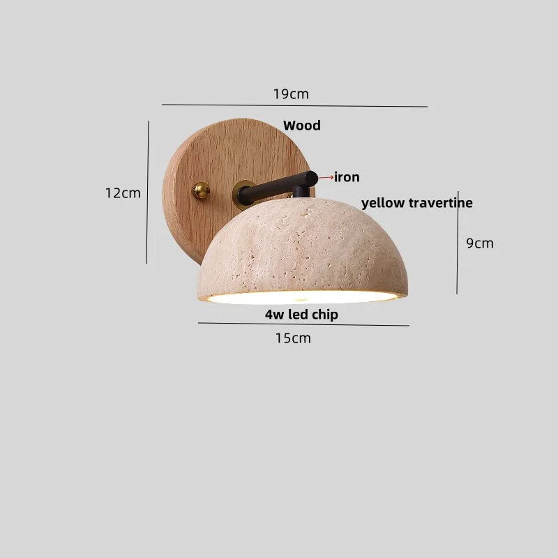 DecorBites™ Canopy LED Wall Light Yellow Travertine Modern Iron Bedside Lamp
