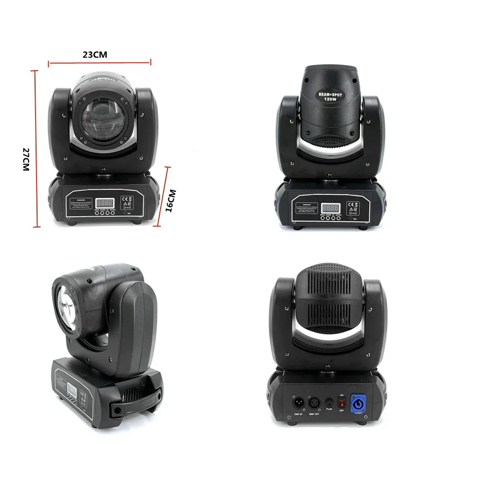 DecorBites™ 120W LED Moving Head Light Beam Spot Wash Gobo 8 Face Roto Prism