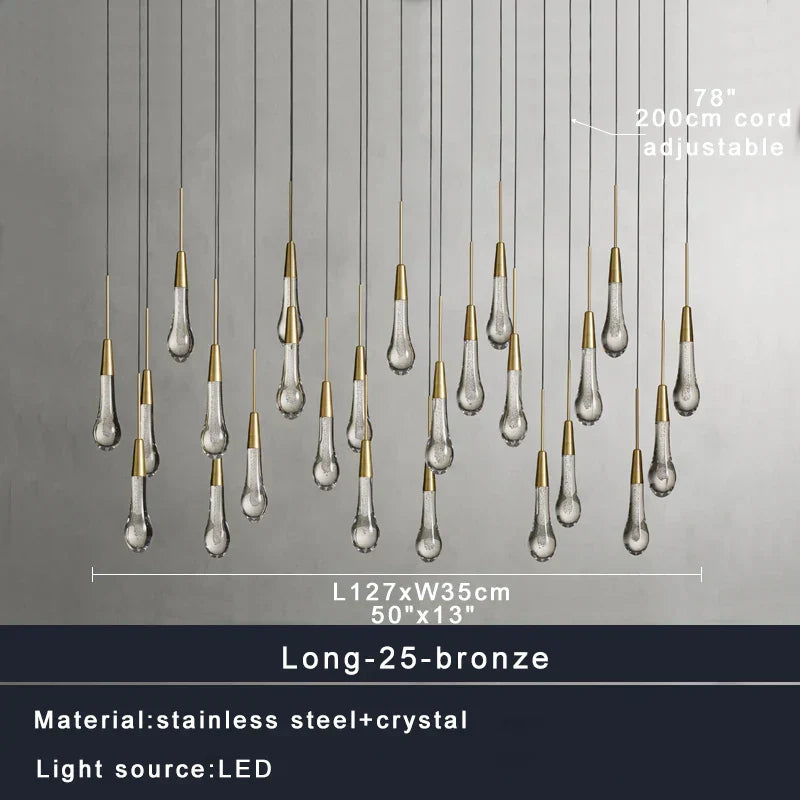 DecorBites™ Crystal Water-drop Chandelier Light Fixture - Luxury Stairwell Decor