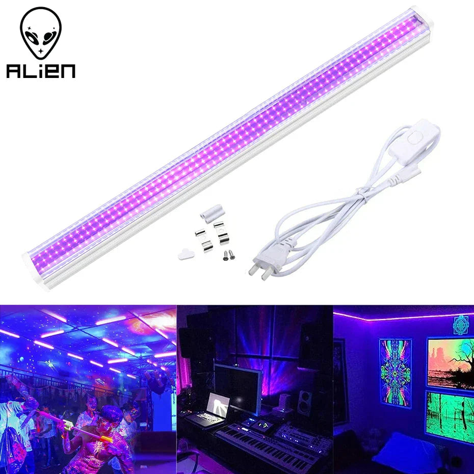 DecorBites™ 144 LED UV Glow Black Light Bar: Party Disco DJ Halloween Decor