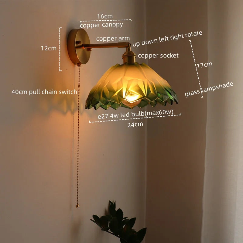 مصباح جداري زجاجي نحاسي LED على الطراز الياباني من DecorBites™ للمطاعم والبارات وغرف النوم والحمامات