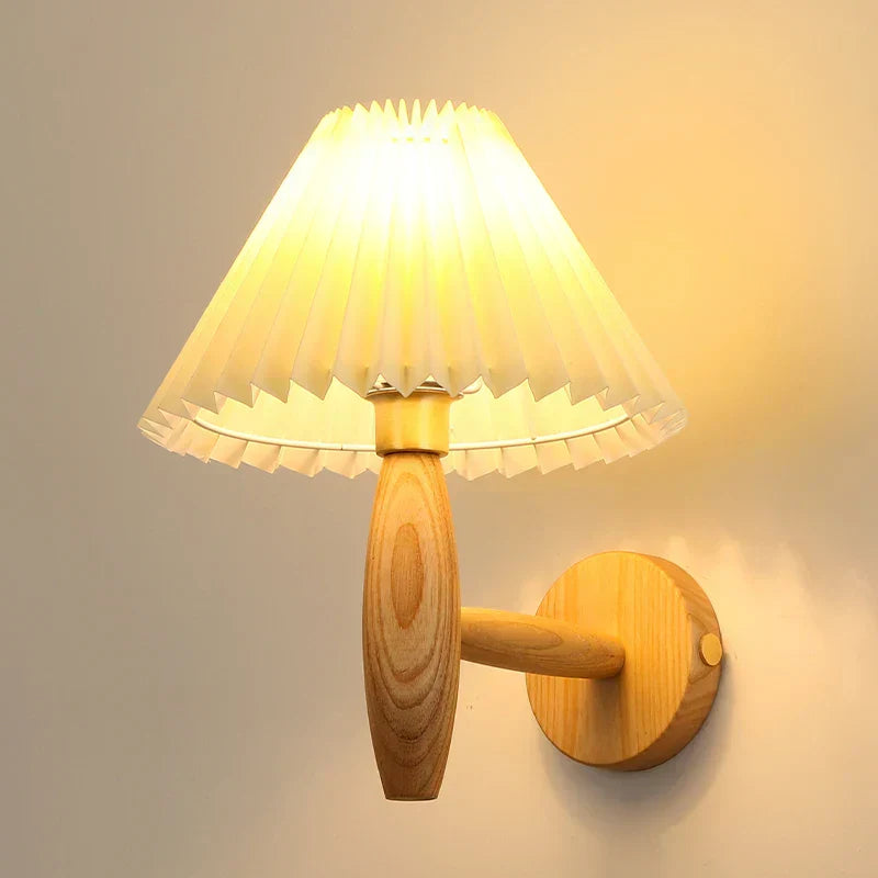 DecorBites™ Cream PVC LED Wall Lamps Japanese Walnut Wood Applique Murale