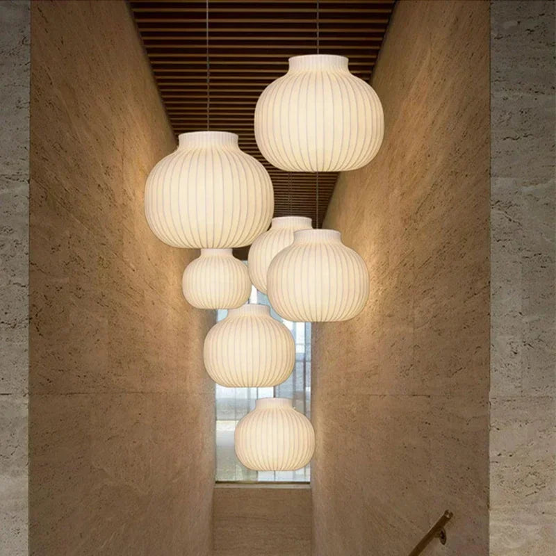 مصابيح قلادة LED حريرية بتصميم ياباني نورديك من DecorBites™ لغرفة المعيشة والمطاعم