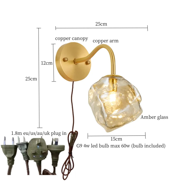 DecorBites™ Grey Glass LED Wall Lamp for Home Decor and Lighting