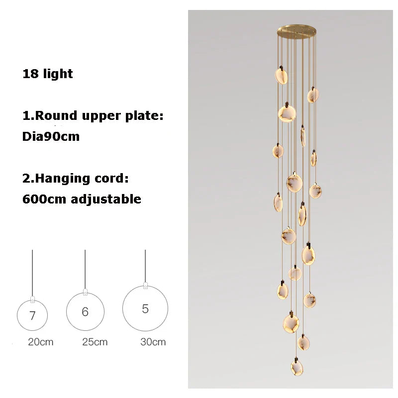 DecorBites™ 2025 Art Deco Marble Golden Lustre LED Chandelier Lighting