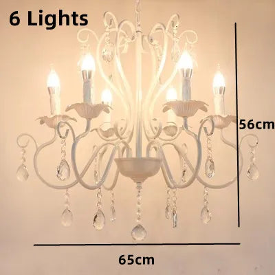 DecorBites™ Black White Metal Chandelier with Crystal Pendants for Elegant Home Lighting