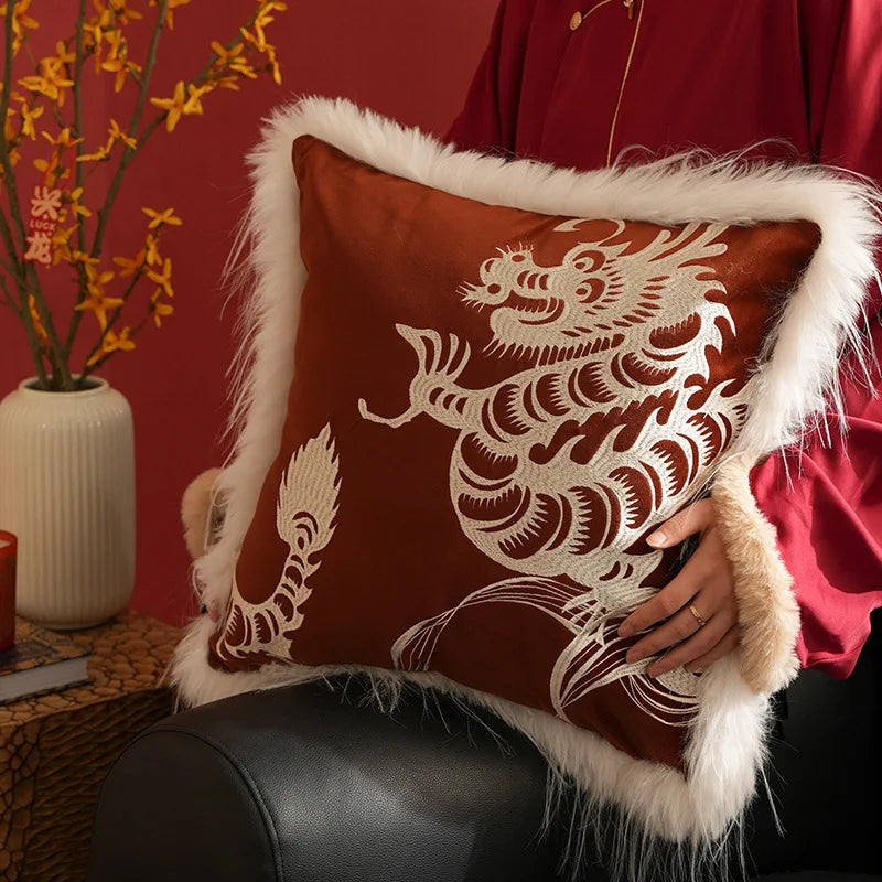DecorBites™ Dragon Year Pillowcase: Decorative Cushion Cover for Home Sofa Decor