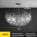 Modern Silver Crystal Chain Pendant Chandelier