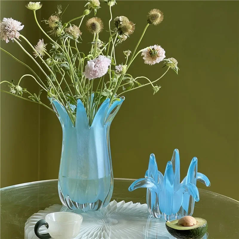 DecorBites™ Geometric Bud Glass Vase for Home Decoration and Storage
