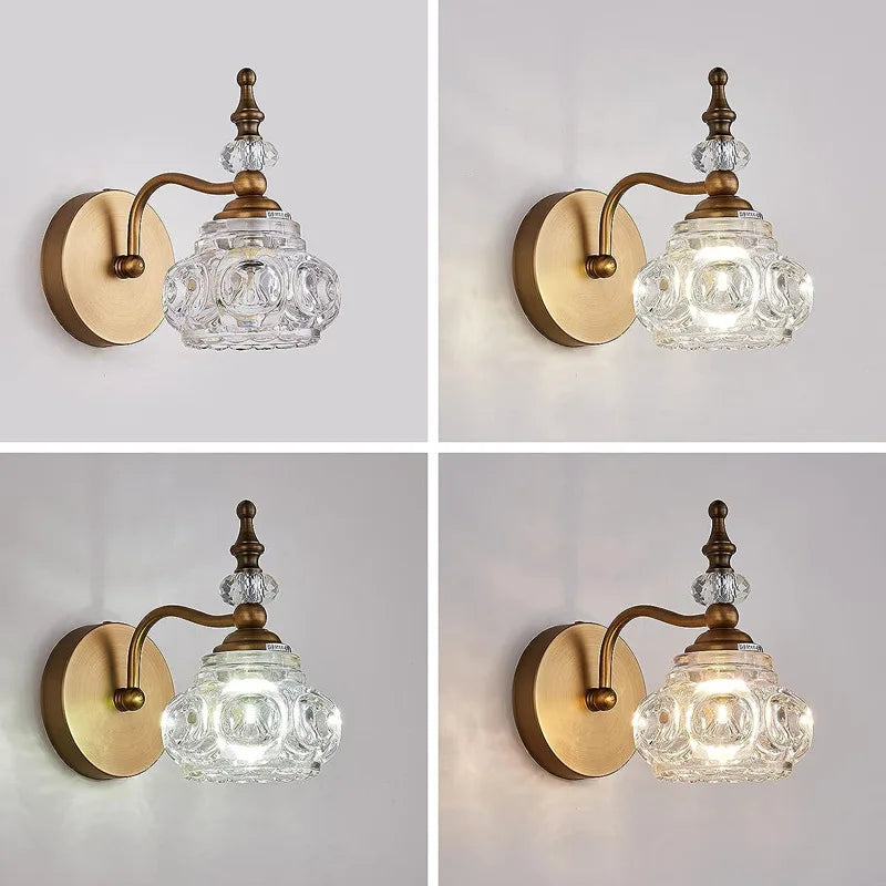 مصباح حائط كريستال ذهبي DecorBites™: إضاءة LED فاخرة داخلية لغرفة المعيشة وغرفة النوم والحمام