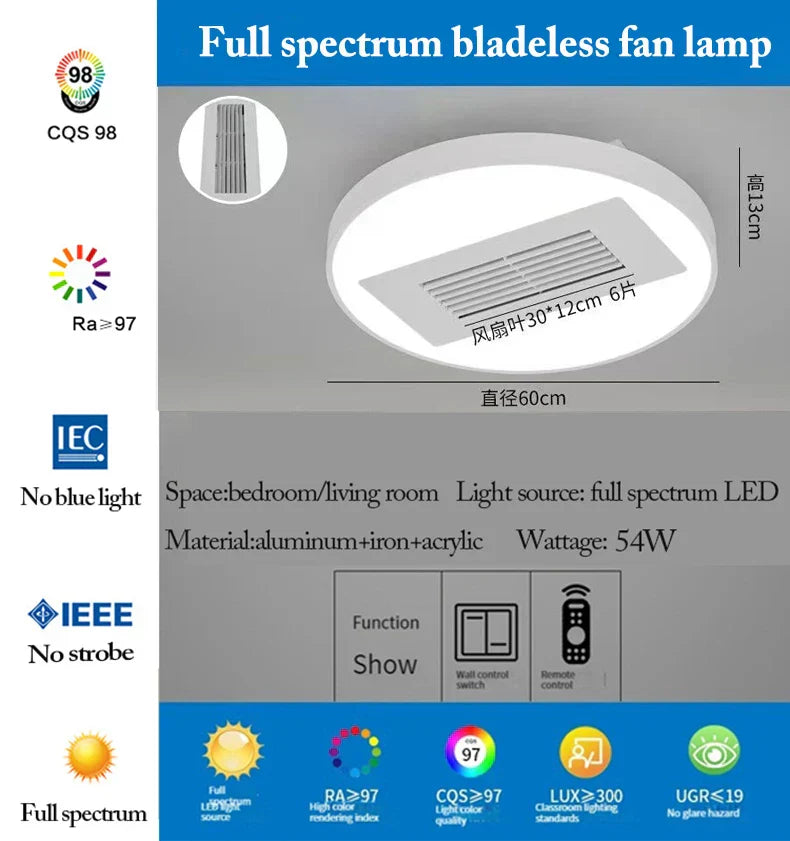 مروحة سقف DecorBites™ LED بدون شفرات مع جهاز تحكم عن بعد لغرفة المعيشة الحديثة