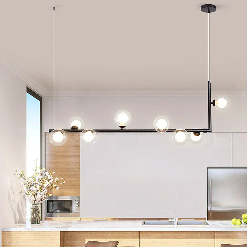 DecorBites™ Double Glass Lampshade Chandelier with LED Suspension – Stylish Ceiling Fixture for Dining Room