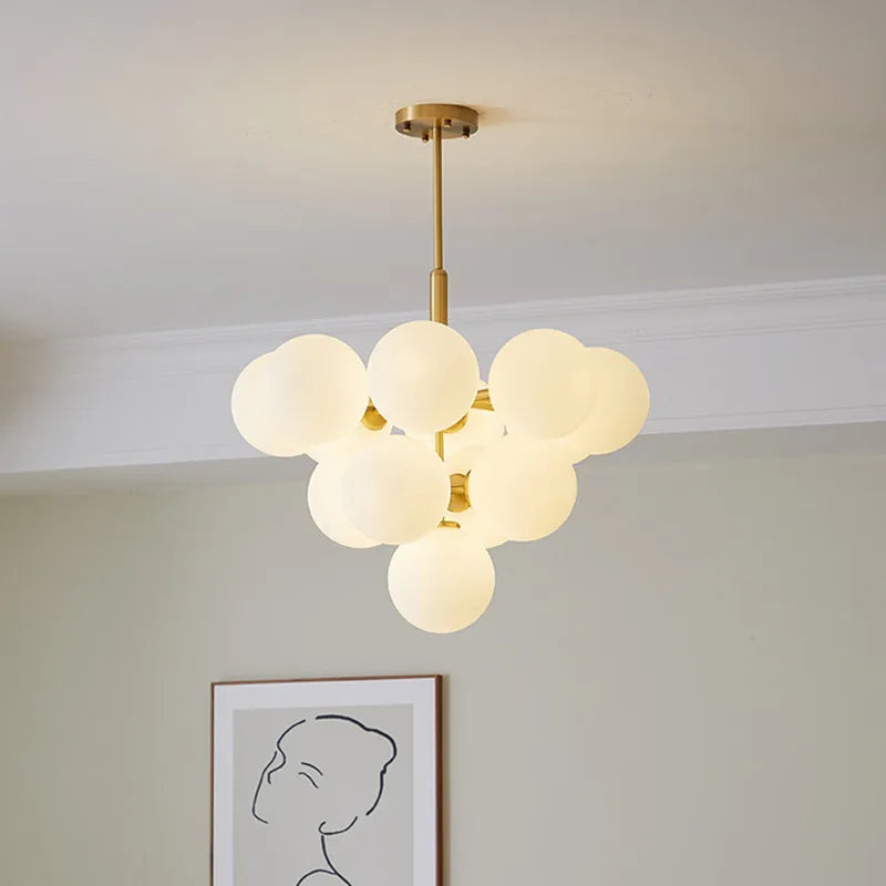 DecorBites™ Glass Balls Chandelier: Modern Gold Pendant Lighting for Living Room & Dining Area