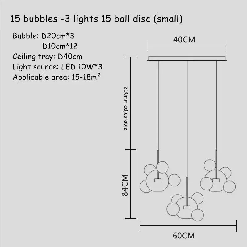 DecorBites™ Art Deco Glass Bubble Chandelier: Customized for Living Room, Dining Room, Bar