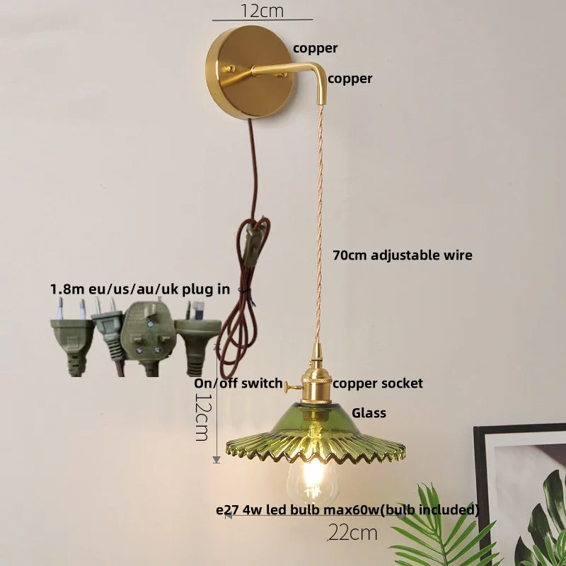 أضواء جدارية ليد DecorBites™ بمفتاح زجاجي أخضر للمطبخ وغرفة النوم وغرفة المعيشة