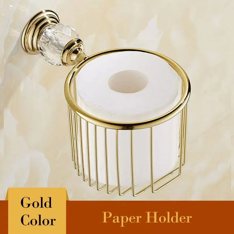 DecorBites™ Crystal Bathroom Towel Rack: European Style Hardware Bath Organizer