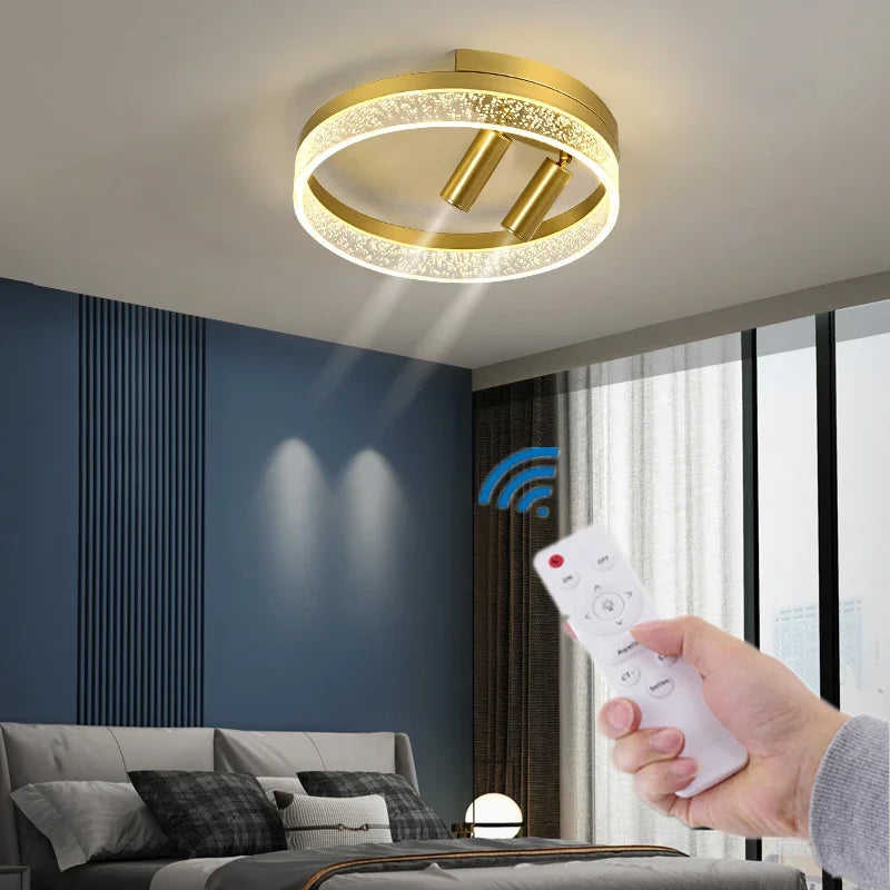 DecorBites™ مصابيح سقف LED ذهبية مع جهاز تحكم عن بعد، قابلة للتعتيم لغرفة المعيشة والمطبخ